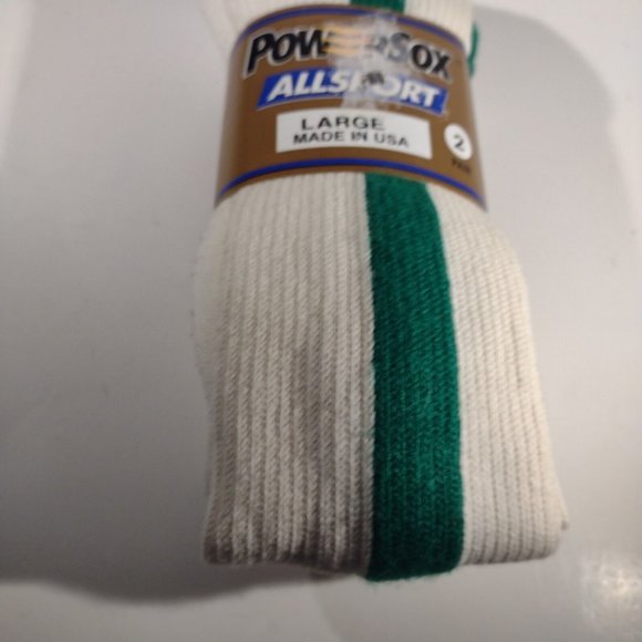 Vintage PowerSox - 2 Pack - White & Green Tube Socks Size Large - New Old Stock. - Picture 7 of 7
